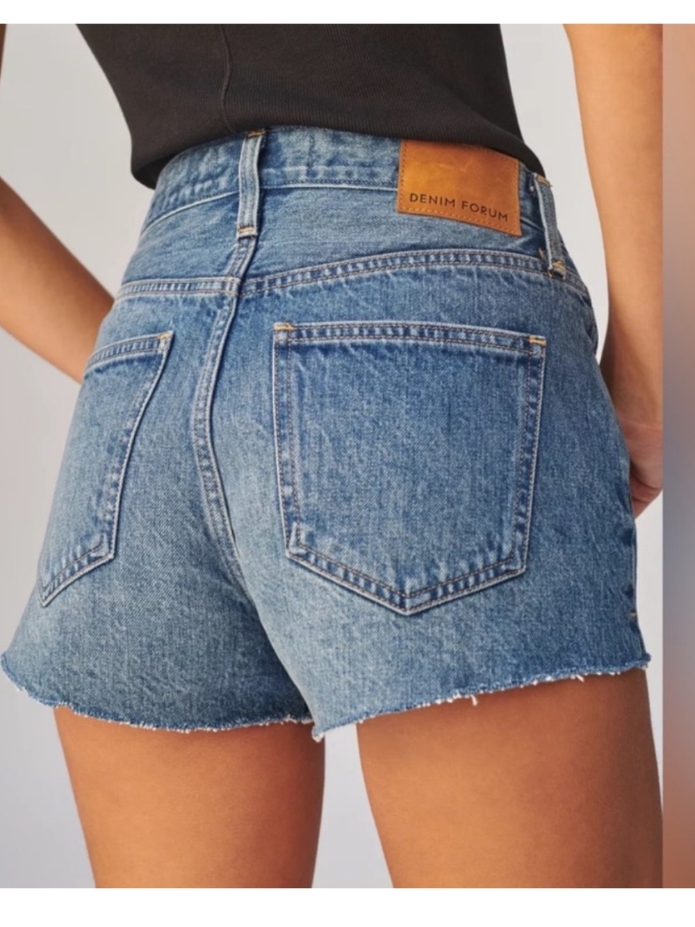 Aritzia Denim Forum The Yoko Short Distressed Medium Blue High-Rise Jean Shorts